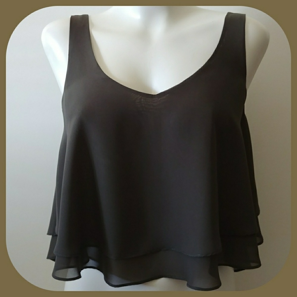 Millibon Olive Tiered Crop Tank Top